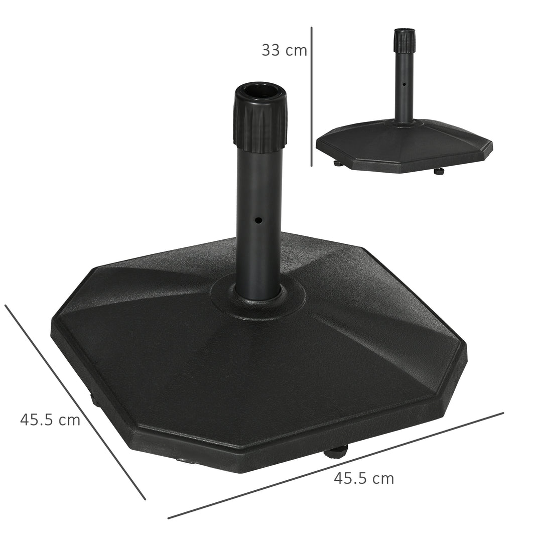 18kg Patio Parasol Base, Garden Concrete Umbrella Base, Outdoor Umbrella Stand Holder for Parasol Poles 34mm, 38mm and 48mm, Black