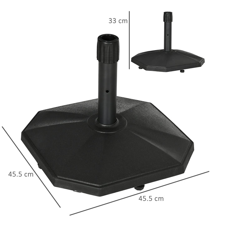 18kg Patio Parasol Base, Garden Concrete Umbrella Base, Outdoor Umbrella Stand Holder for Parasol Poles 34mm, 38mm and 48mm, Black