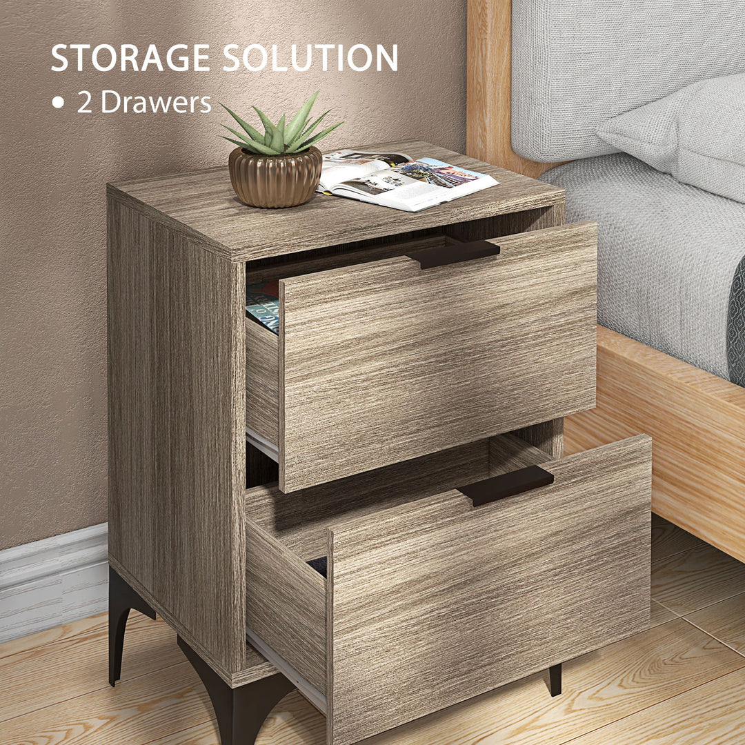 Set of Two Wood Effect Bedside Tables