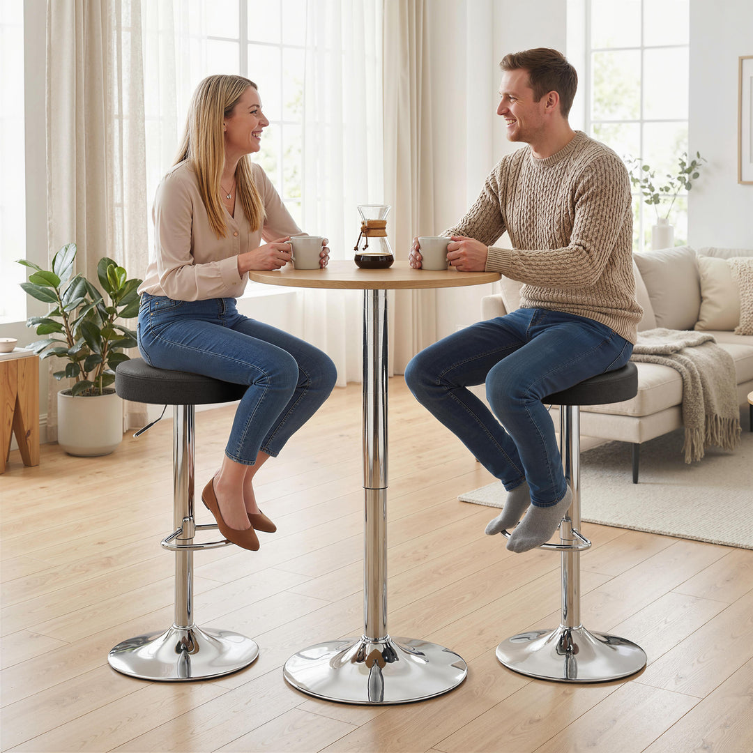Bar Stools Set of 2, Modern PU Leather Swivel Barstools, Height Adjust