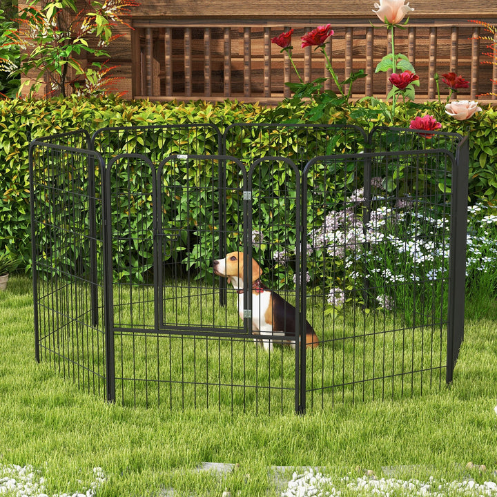 MCL 8 Panels Heavy Duty Puppy Playpen, for Large, Medium Dogs, Indoor and Outdoor Use - Black