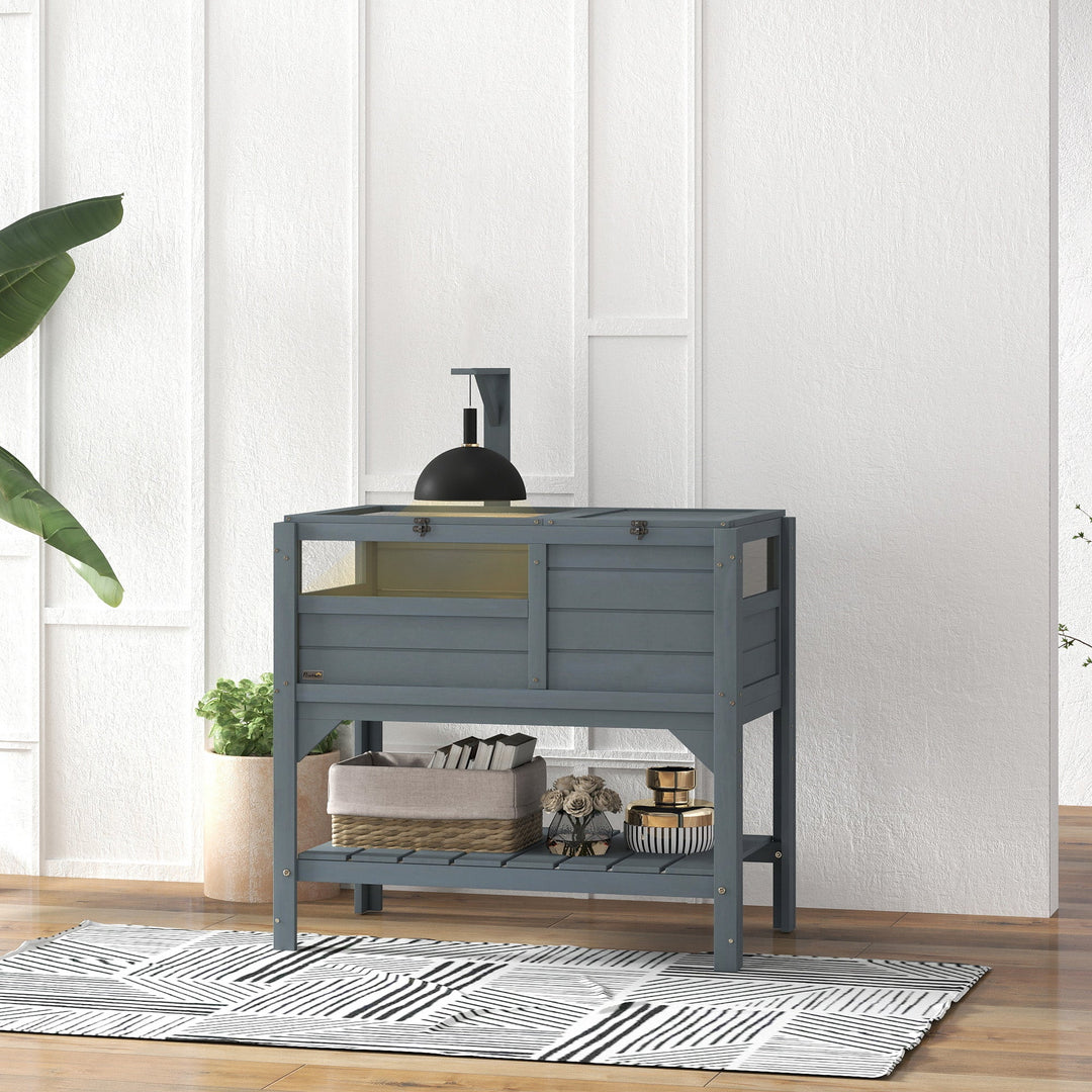 Wooden Tortoise House, with Shelter, Run, Shelf, Lamp Holder, Tray