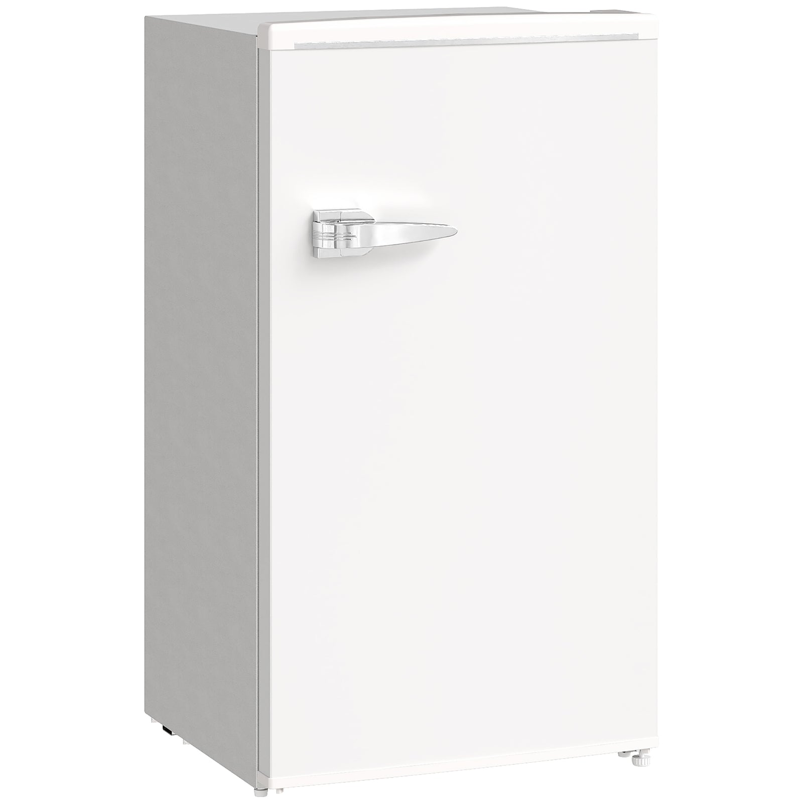 Under Counter Fridge, 85L Small Retro Refrigerator with Chiller Box, Adjustable Thermostat, Glass Shelves, White