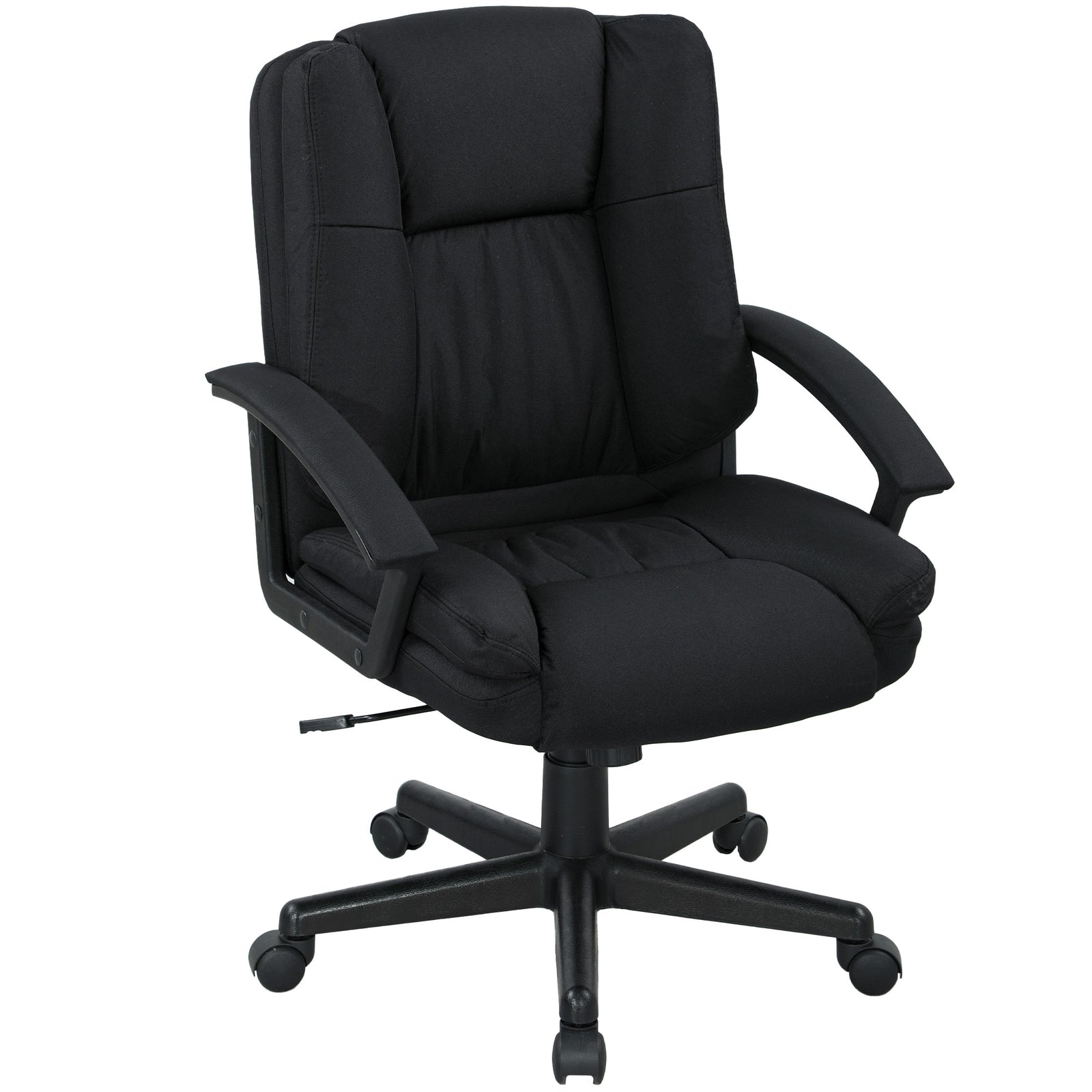 Linen-Look Padded Office Chair - Black