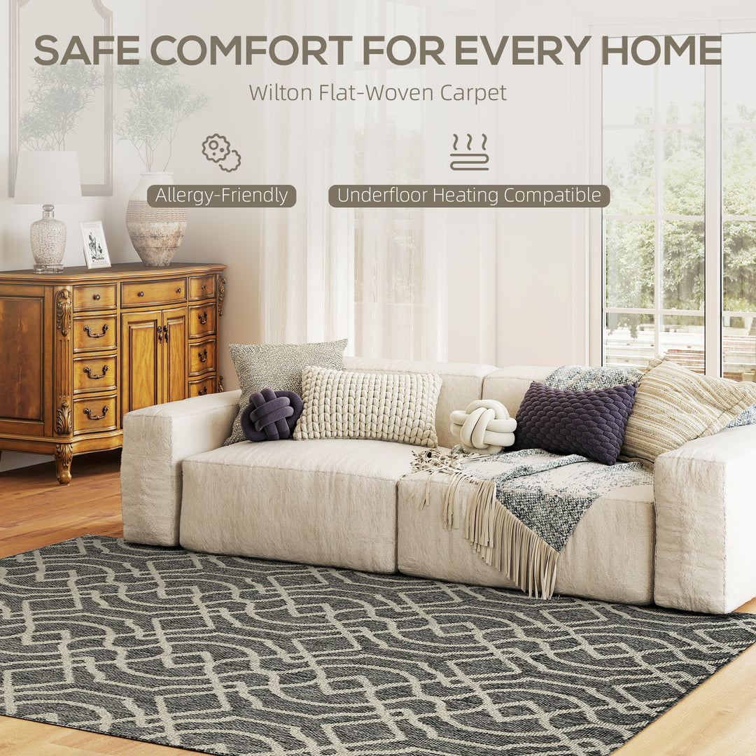 UV Resistant Indoor & Outdoor Area Rug, Easy-Cleaning Machine Washable Rug with Geometric Pattern for Patio, Garden, Kitchen, Bathroom or Living Room, 230 x 160 cm, Grey