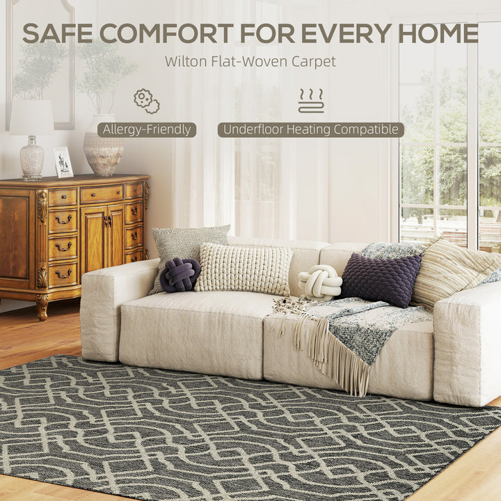 UV Resistant Indoor & Outdoor Area Rug, Easy-Cleaning Machine Washable Rug with Geometric Pattern for Patio, Garden, Kitchen, Bathroom or Living Room, 230 x 160 cm, Grey