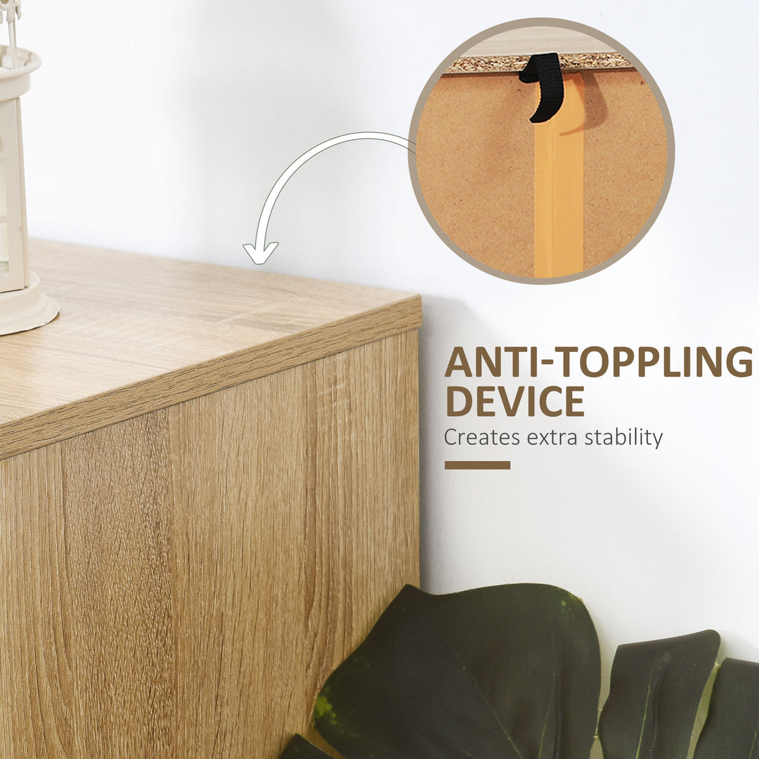 MCL Bedroom Chest of Drawers, 6 Drawer Dresser, Sideboard Cabinet with Zigzag Design and Metal Base, Storage Drawer Unit, 120x71cm, Natural