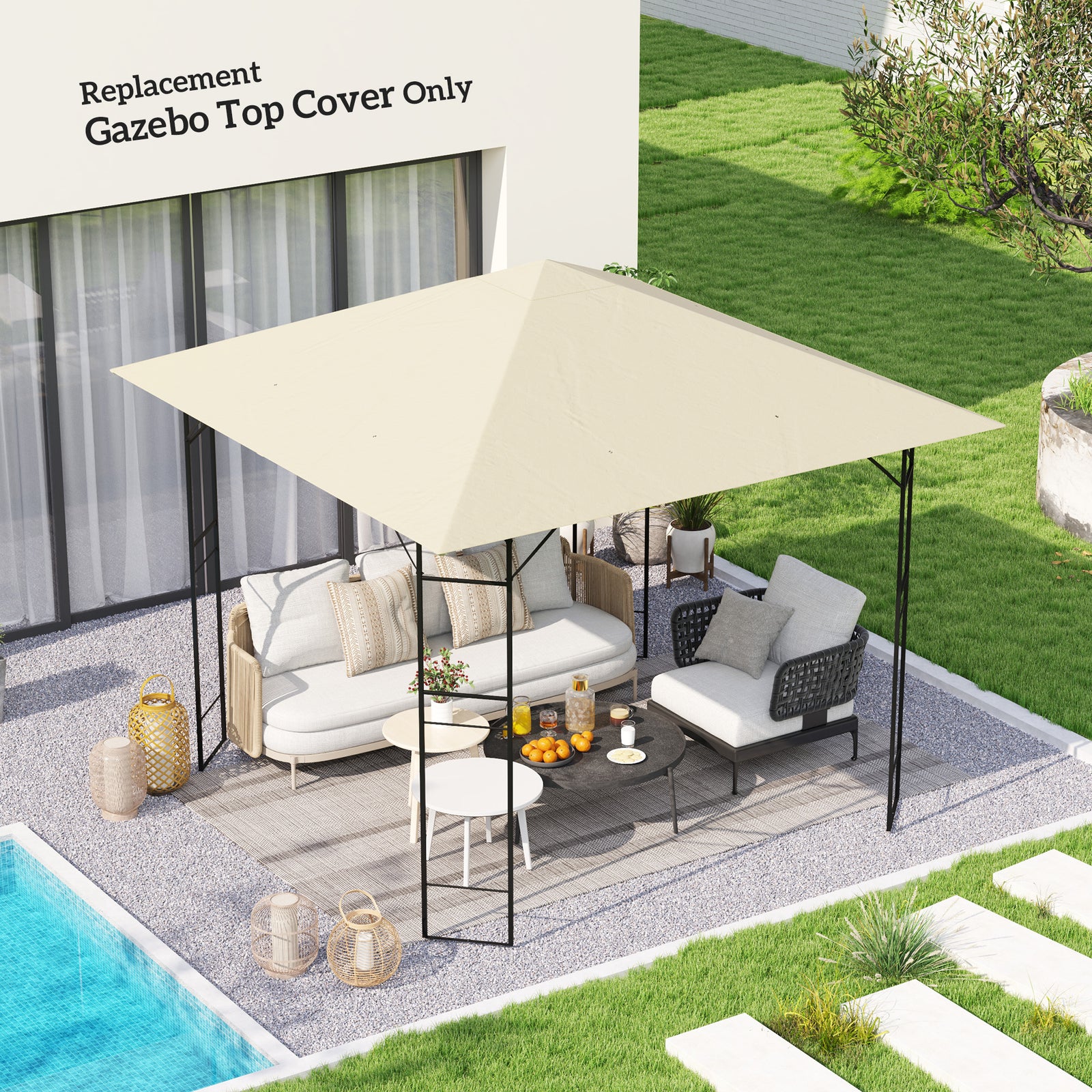 3 x 3(m) Gazebo Canopy Replacement, for 01-0867 - Cream