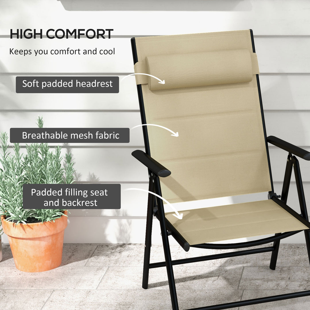 Set of Two Padded Garden Chairs - Khaki