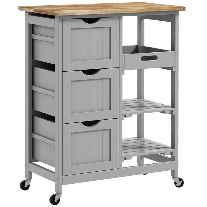 Rolling Kitchen Island Cart, Bar Serving Cart, Compact Trolley on Whee