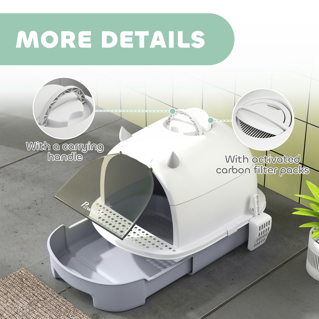 Enclosed Cat Litter Box w/ Pull-Out Drawer, Scoop, Deodorising Bags fo