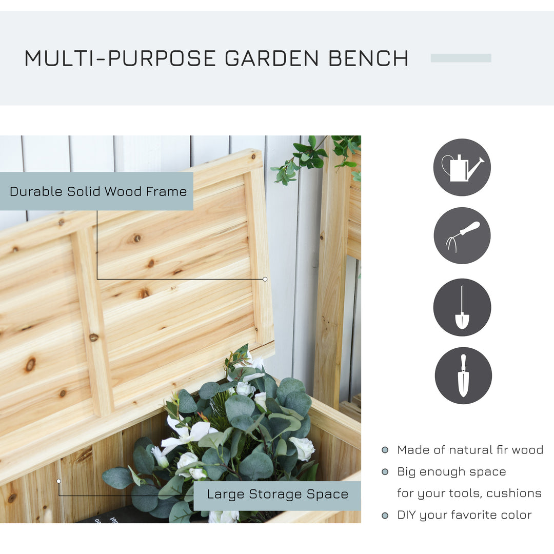Wood Storage Bench for Patio Furniture, Outdoor Garden Seating Tools