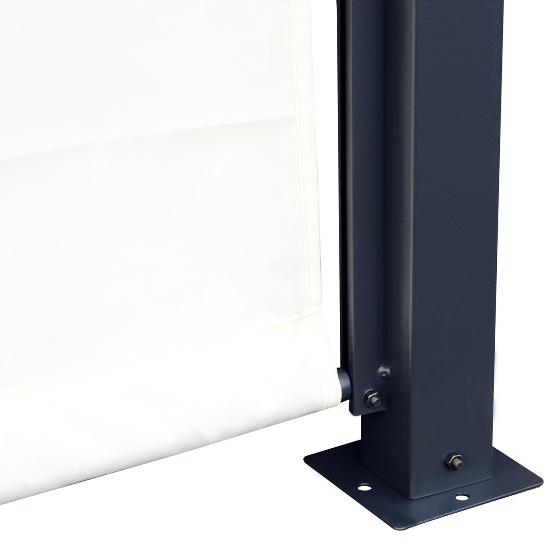 MCL Metal Pergola With Canopy Sliding Pergola Canopy 3Lx3Wx2.3H m Garden Gazebo Party Tent Sun Shelter Cover - Cream White/Black