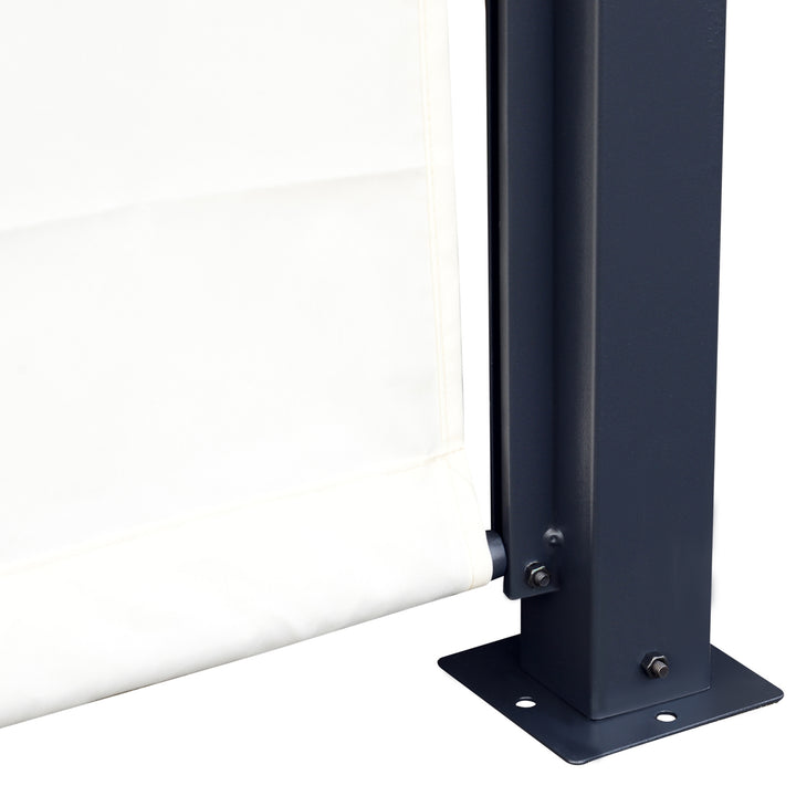 MCL Metal Pergola With Canopy Sliding Pergola Canopy 3Lx3Wx2.3H m Garden Gazebo Party Tent Sun Shelter Cover - Cream White/Black