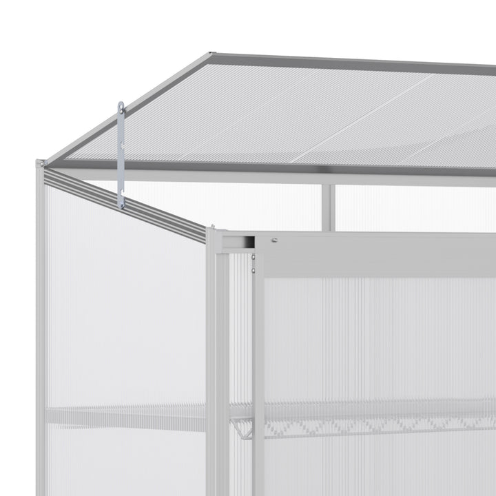 Outsunny 3-Tier Mini Greenhouse Garden Cold Frame Plant Growth House w / Polycarbonate Panels, Openable Roof, 129.5 x 58 x 140 cm, Silver