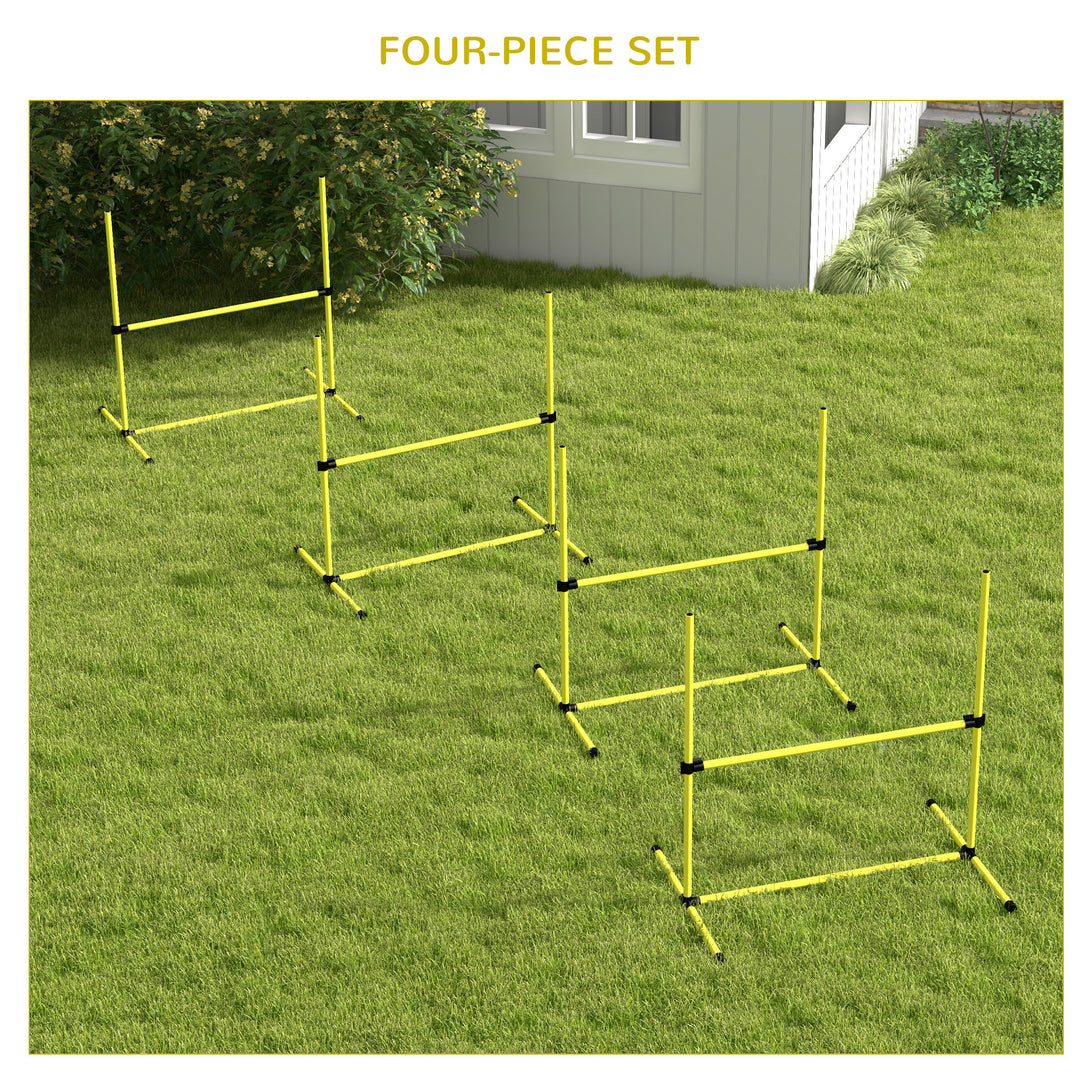 4 Pieces Dog Agility Training Equipment, Adjustable Height Jumps Hurdle with Carrying Bag for Outdoor, Yellow
