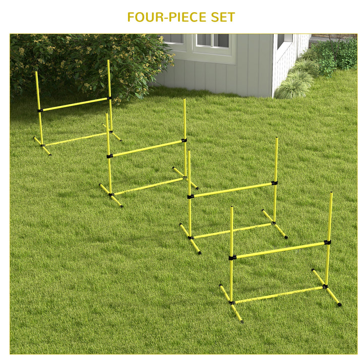 4 Pieces Dog Agility Training Equipment, Adjustable Height Jumps Hurdle with Carrying Bag for Outdoor, Yellow