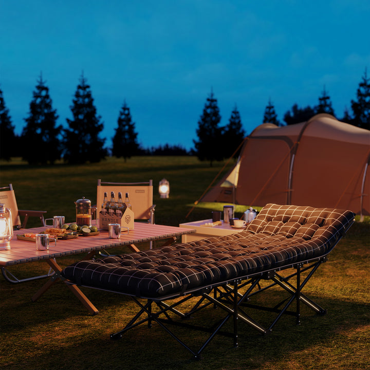 67cm Wide Folding Bed, Camping Cot for Adults with Mattress, Storage P