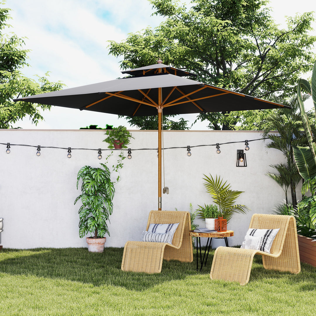 3 m Square Canopy Parasol - Black