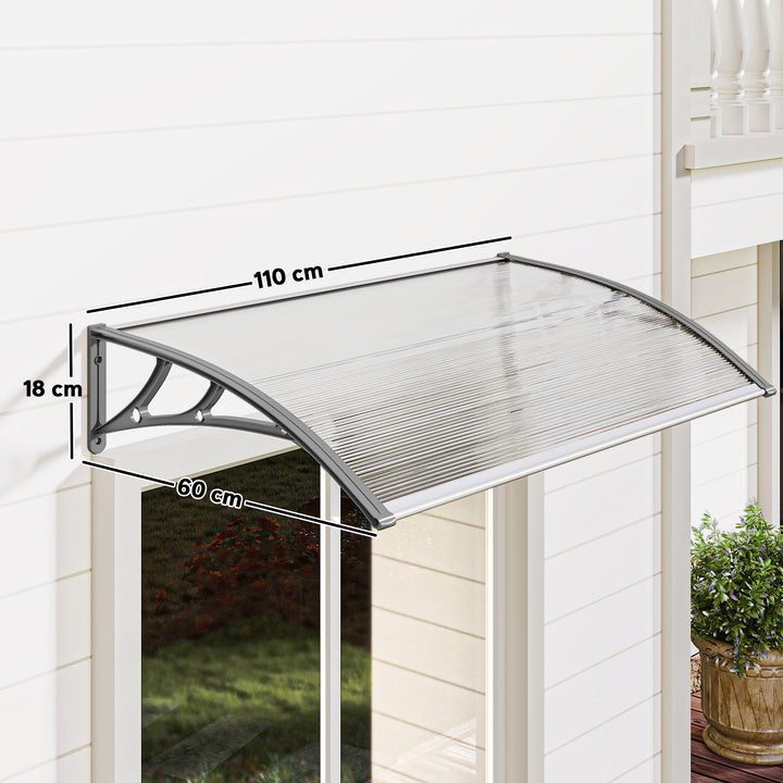 Front Door Canopy, Outdoor Awning, Rain Shelter, 110 x 60cm, Grey