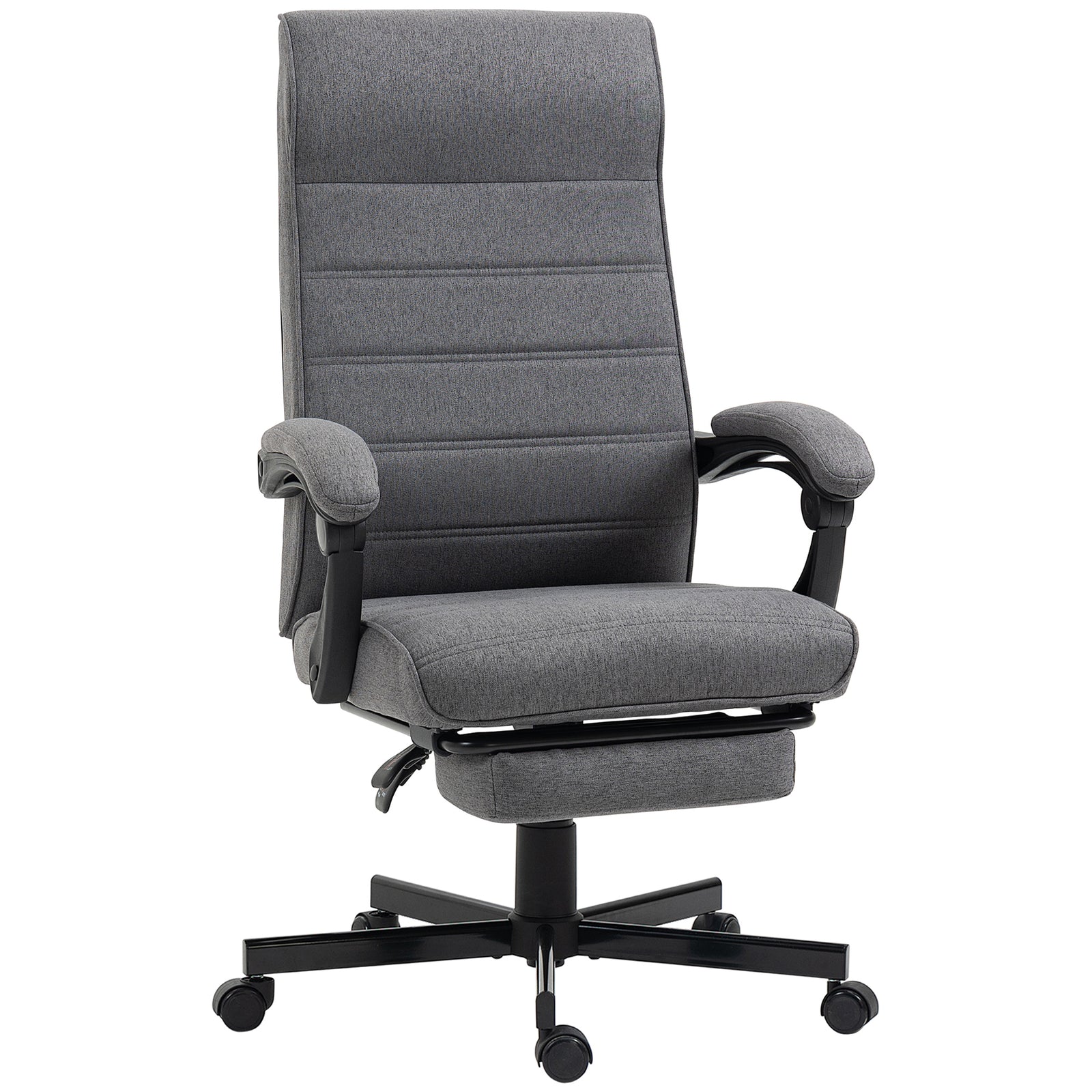 Office Chair, Computer Desk Chair, Fabric Swivel Chair with Adjustable Height and Rolling Wheels for Home Office Work Study, Grey