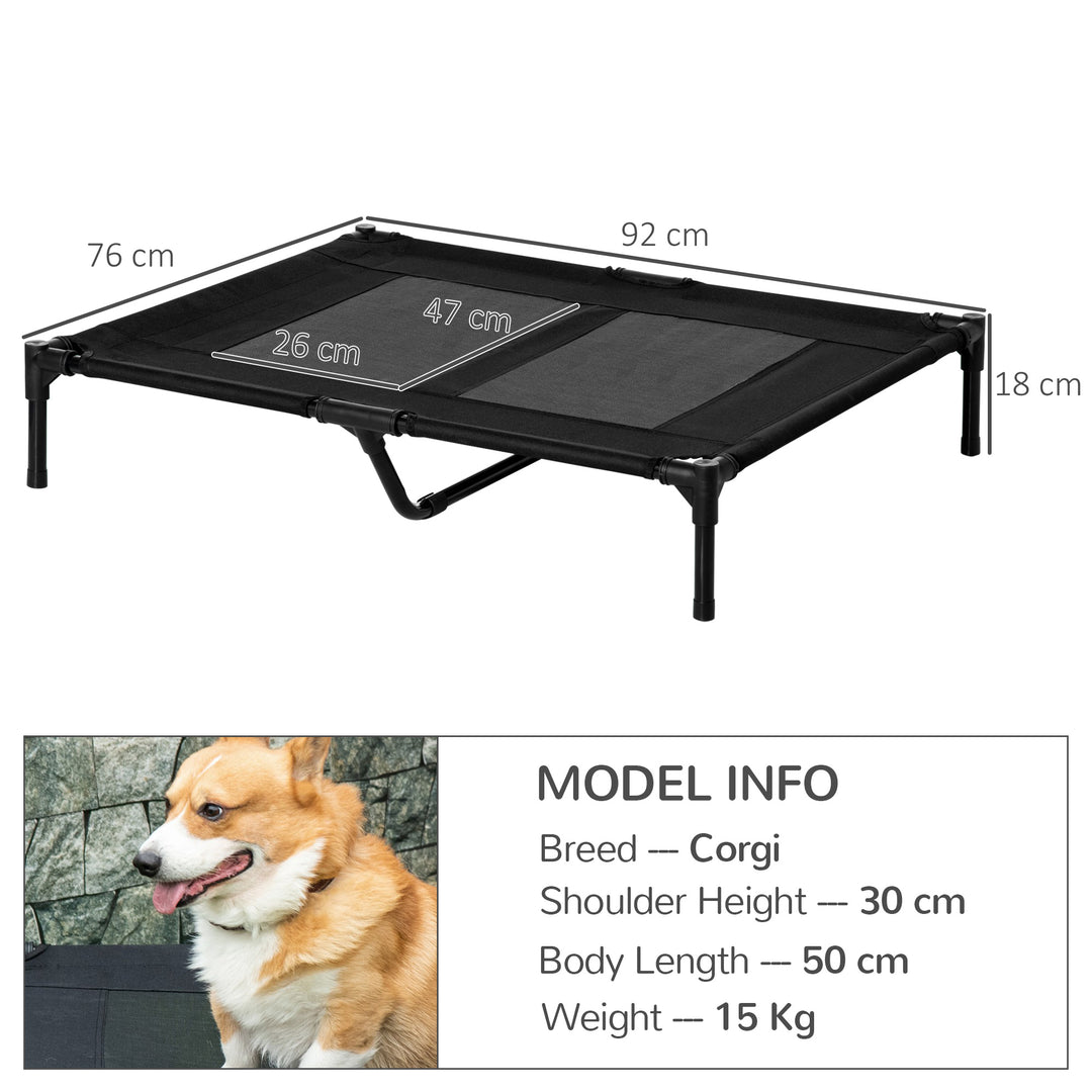 MCL Large Raised Dog Bed Cat Elevated Lifted Cooling Portable Camping Basket Outdoor Indoor Mesh Pet Cot Metal Frame Black