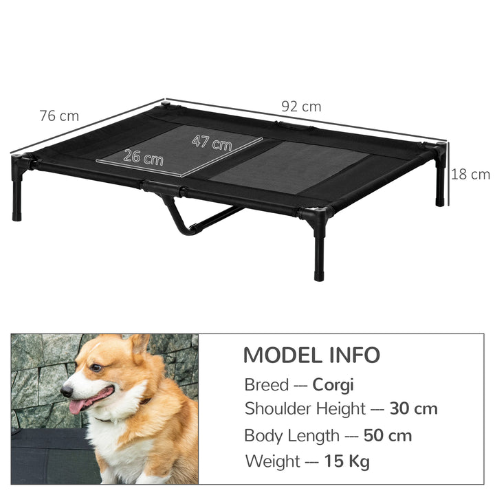 MCL Large Raised Dog Bed Cat Elevated Lifted Cooling Portable Camping Basket Outdoor Indoor Mesh Pet Cot Metal Frame Black