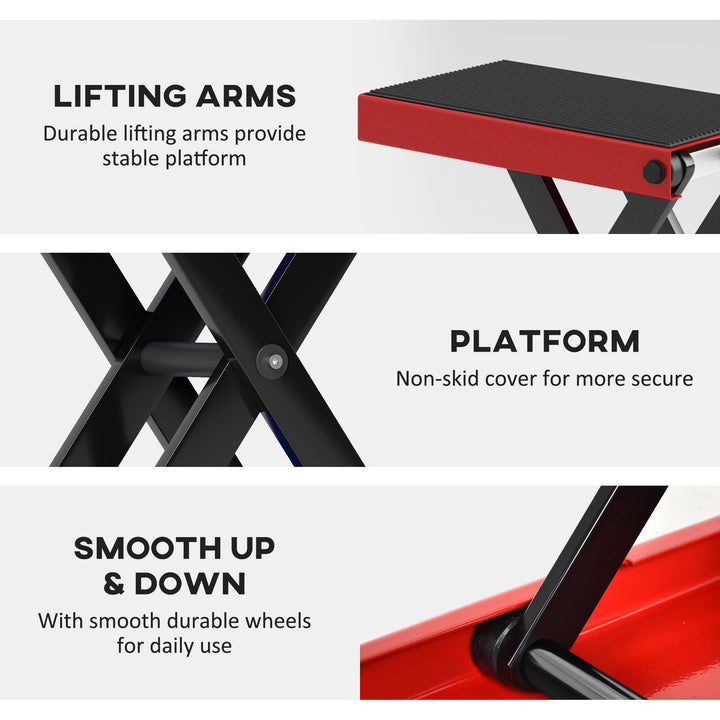 MCL 500KG Motorcycle Lift Scissor Jack, Height Adjustable Motorbike Stand with Anti-Slip Wide Deck, Heavy Duty Steel Motorbike Repair Lift Hoist Stand for Home Garage, Red