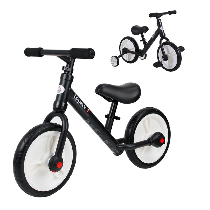 HOMCOM PP Toddlers Removable Stabiliser Balance Bike Black | Aosom UK