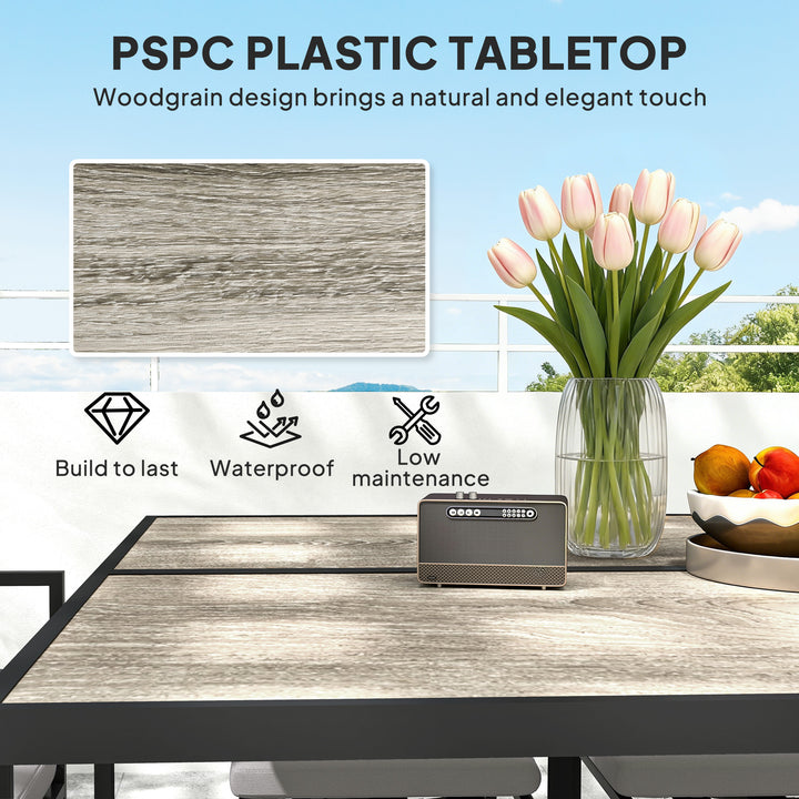 Nine-Piece Steel Frame Garden Dining Set - Dark Grey