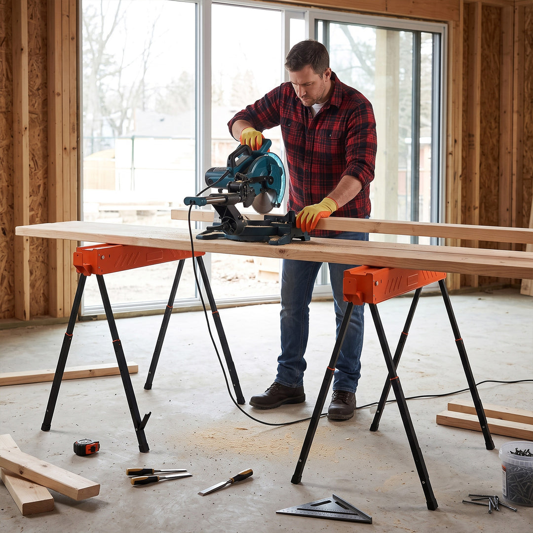Saw Horses Twin Pack, Folding Work Bench Sawhorses with Height Adjusta