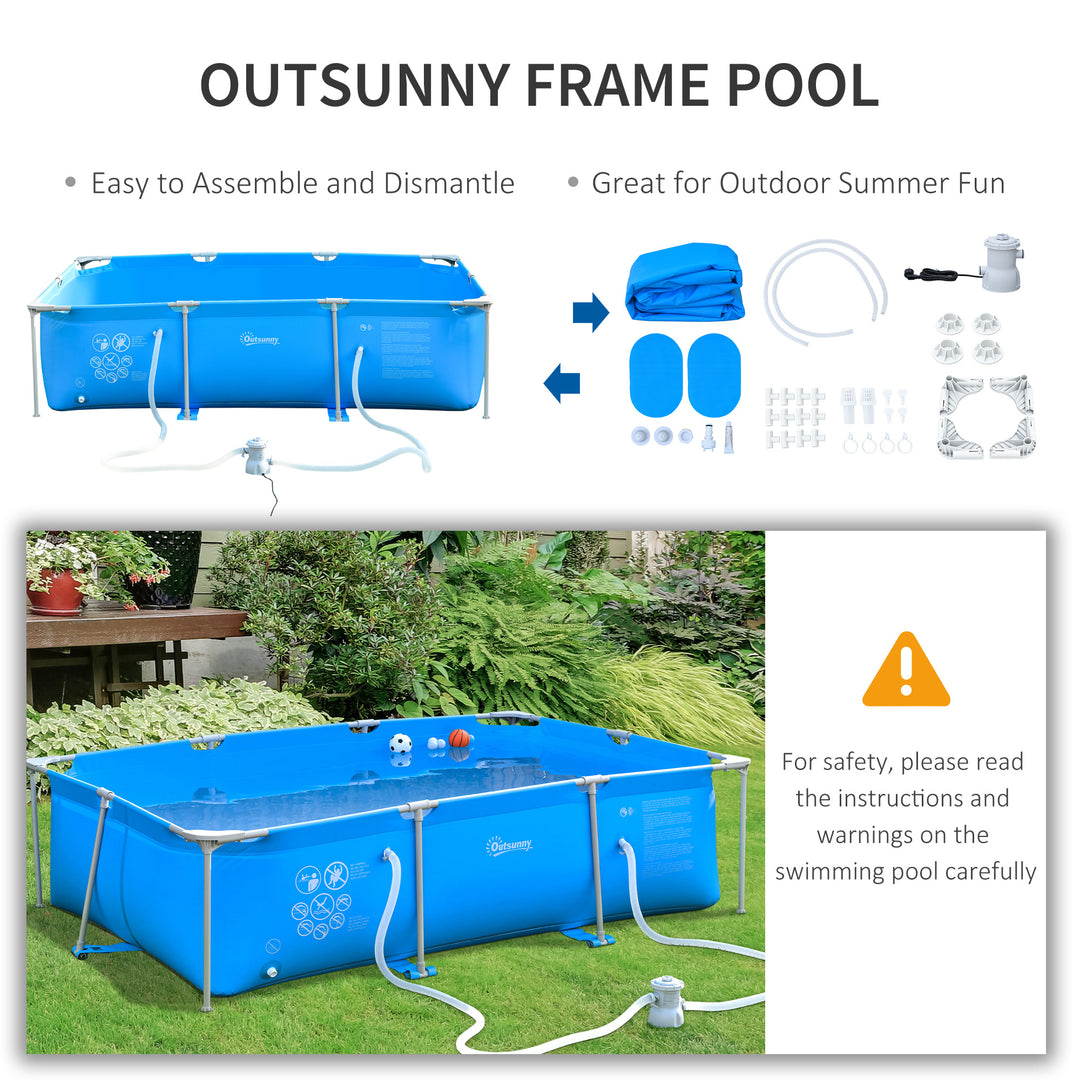 MCL Steel Frame Pool with Filter Pump, Filter Cartridge, Reinforced Sidewalls Rust Resistant Above Ground Swimming Pool 292 x 190 x 75cm, Blue