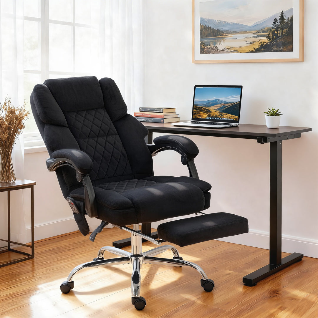 Office Chair with 6-point Vibration Massage and Heat, Fabric Desk Chai