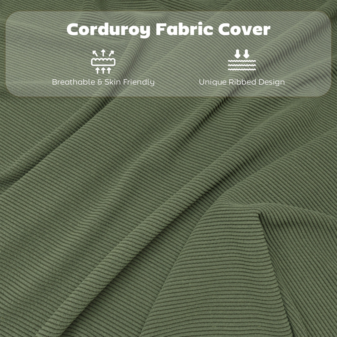 Set of Four Folding Corduroy Seat Chairs - Green
