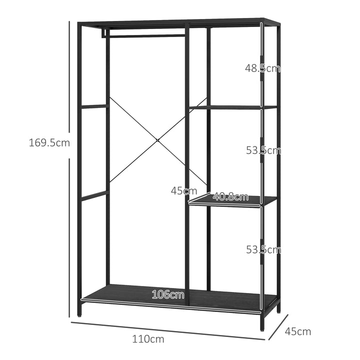 HOMCOM Coat Rack w/ Shoe Storage, 170cm Free Standing Hall Tree w/ Hanging Rail & Storage Shelves, 2-In-1 Coat Stand for Hallway, Entryway, | Aosom UK