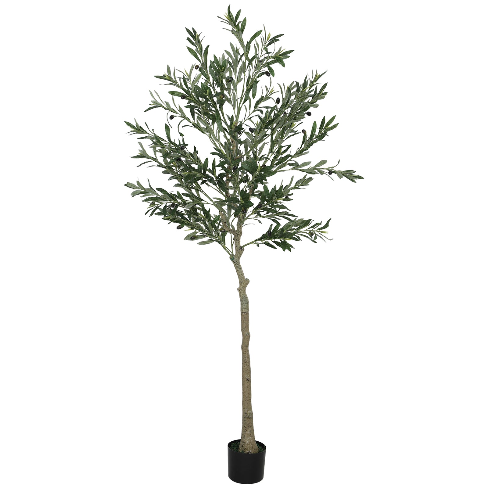 6ft/ 180cm Decorative Artificial Plant, Silk Olive Tree with 900 Leaves and 40 Olive Fruits in Pot, Fake Plant for Home, Office, Living Room, Indoor Decor