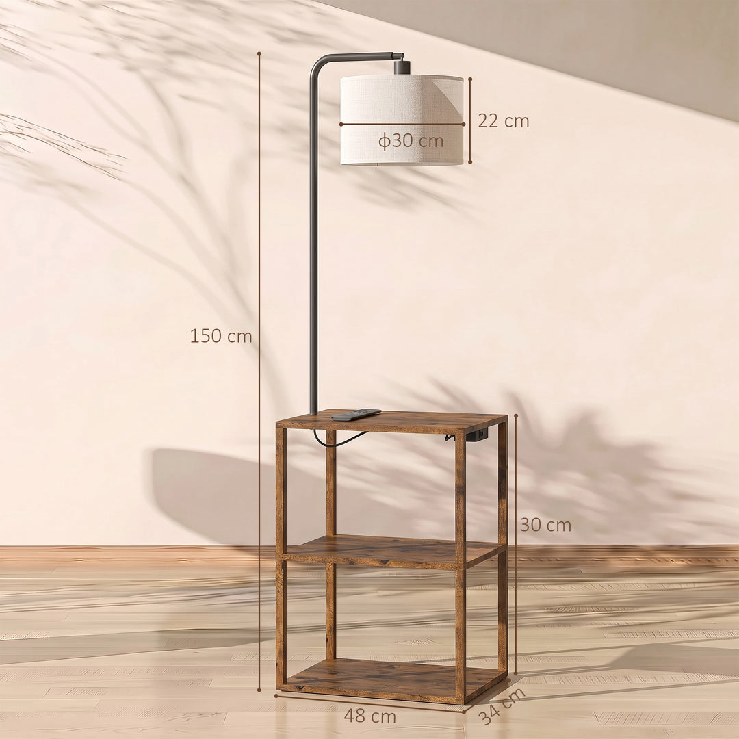 Dimmable Floor Lamp with Shelves, Charging Station, 3-Tier Storage - view 3