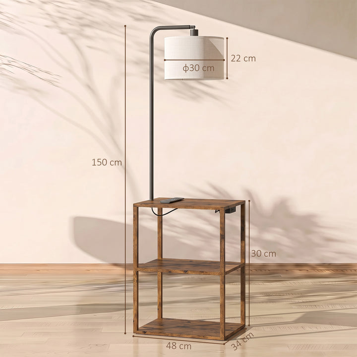 Dimmable Floor Lamp with Shelves, Charging Station, 3-Tier Storage - view 3
