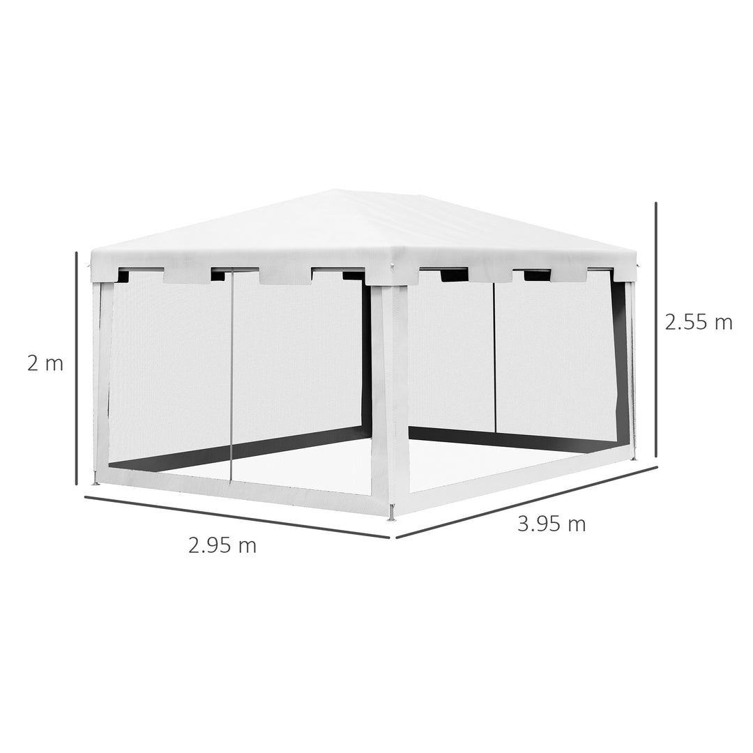 4 x 3 m Party Tent Wedding Gazebo Outdoor Waterproof PE Canopy Shade with Panel