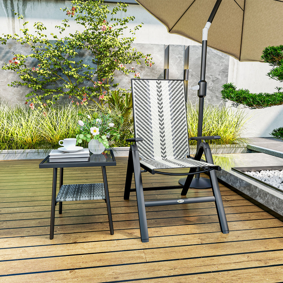 Rattan Reclining Garden Chairs - Grey