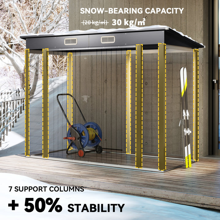 3.7 x 7.9ft Galvanised Steel Shed, with Latched Door and Padlock - Grey