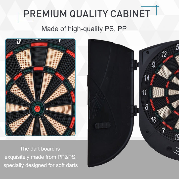 Electronic Dartboard Set 26 Games and 185 Variations with 6 Darts and Cabinet to Stroage Multi-Game Option Ready-to-Play