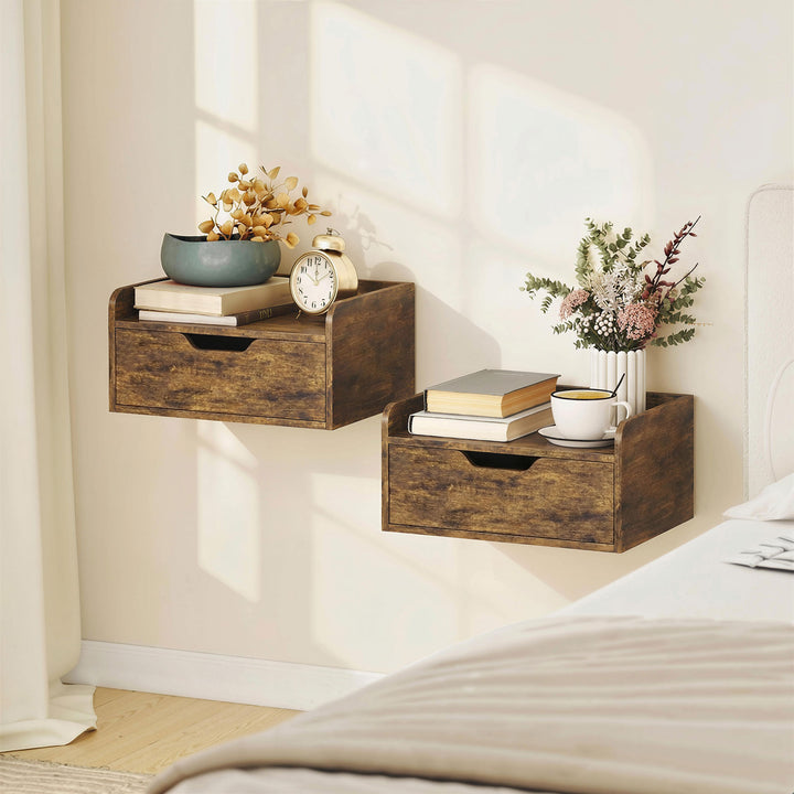Floating Nightstands Set of 2, Wall Mounted Bedside Table with Drawer 