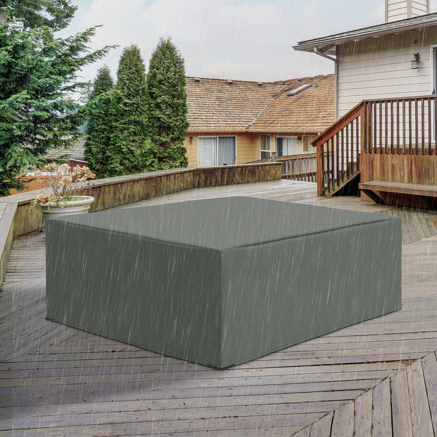 600D Oxford Outdoor Garden Furniture Sofa Set Cover, Waterproof Anti-UV Rattan Sun Lounger Protection Protector Cover, 275L x 205W x 90Hcm, Grey