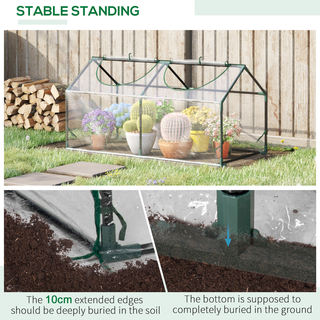 Mini Greenhouse Portable Flower Planter Vegetable Grow House for Garden Backyard with Zipped Windows, 120 x 60 x 60 cm, Clear