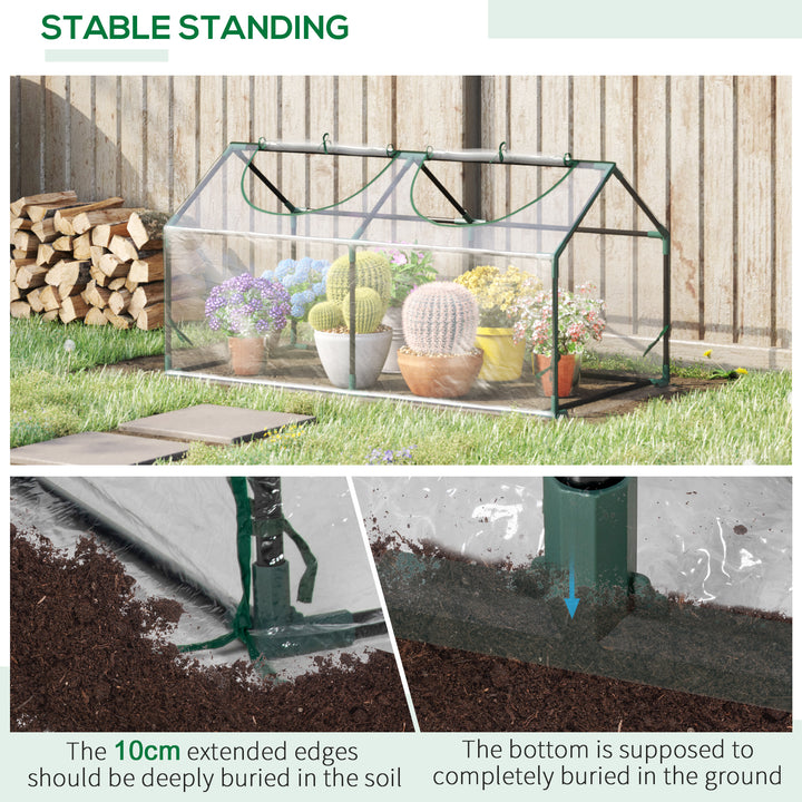 Mini Greenhouse Portable Flower Planter Vegetable Grow House for Garden Backyard with Zipped Windows, 120 x 60 x 60 cm, Clear