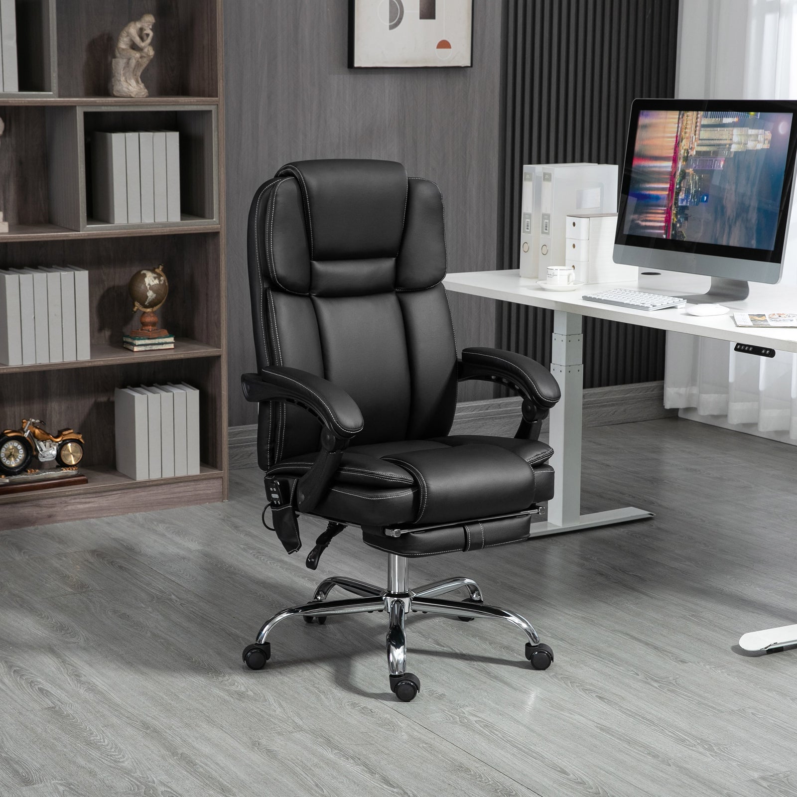 Six Point Vibrating Massage Office Chair - Black