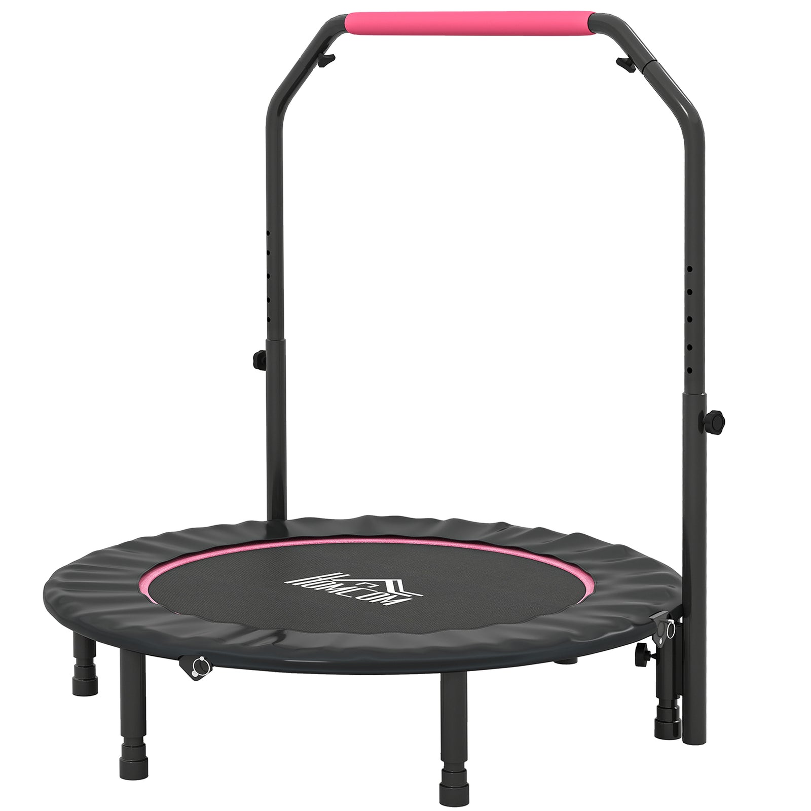 45" Foldable Mini Fitness Trampoline, with Adjustable Foam Handle, Pink