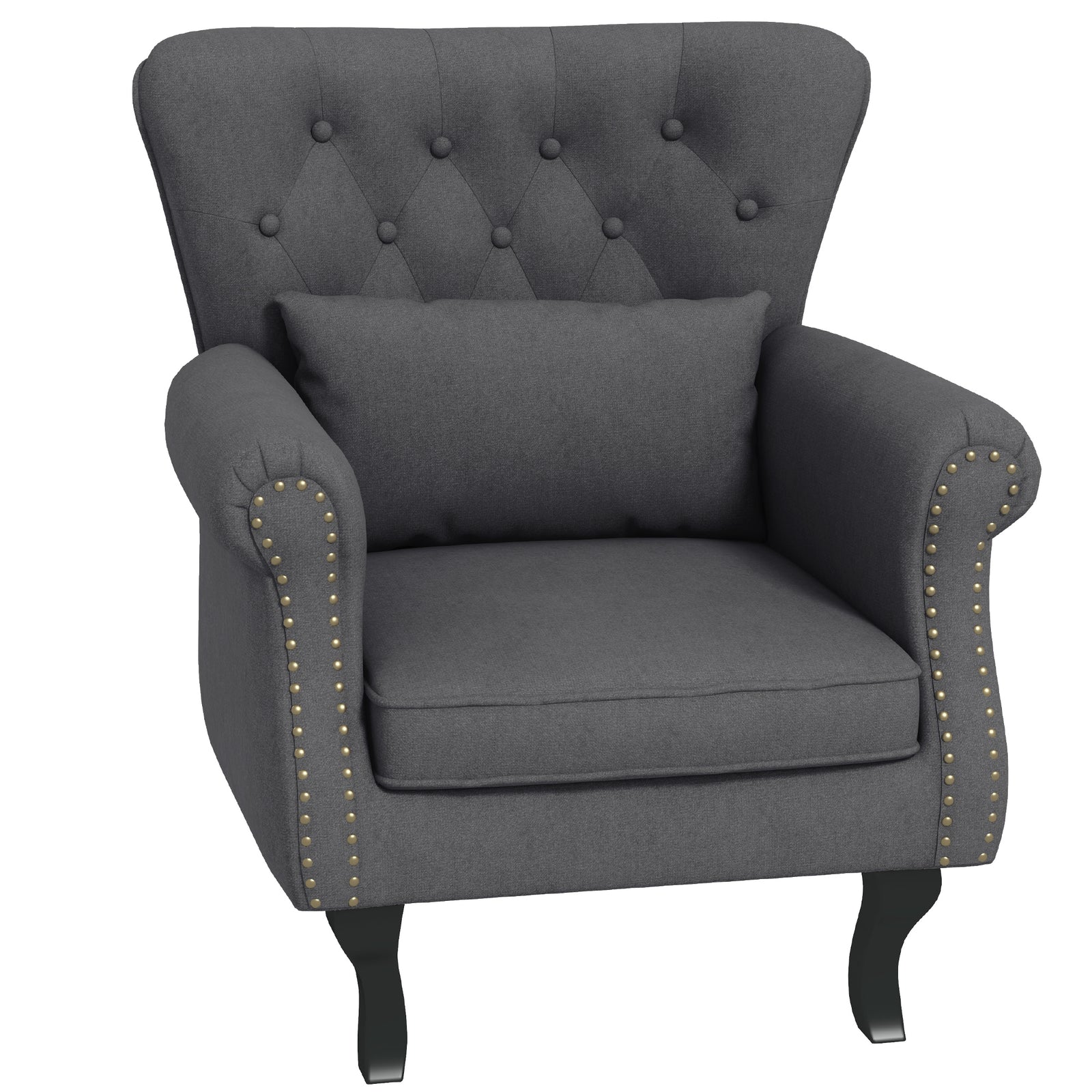 Chesterfield-Style Accent Chair - Grey