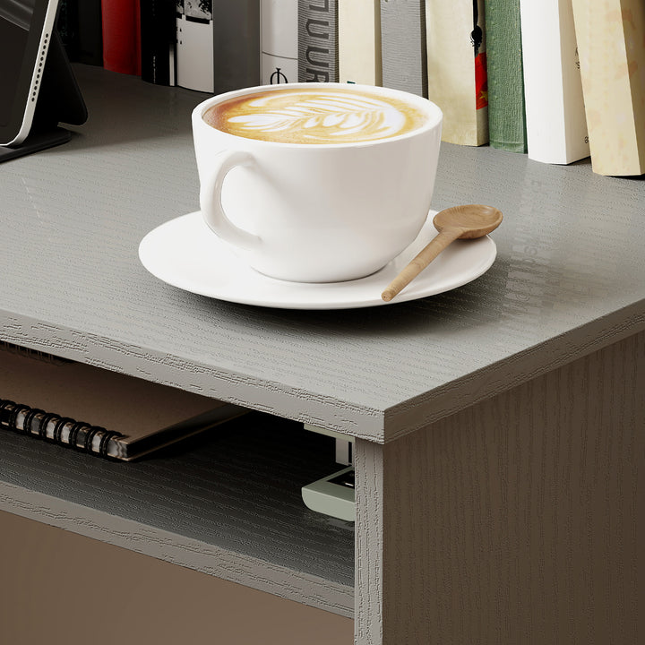 Modern Computer Desk, Home Office Table, Small Writing Desk with Storage Shelf, 90 x 50cm, Grey